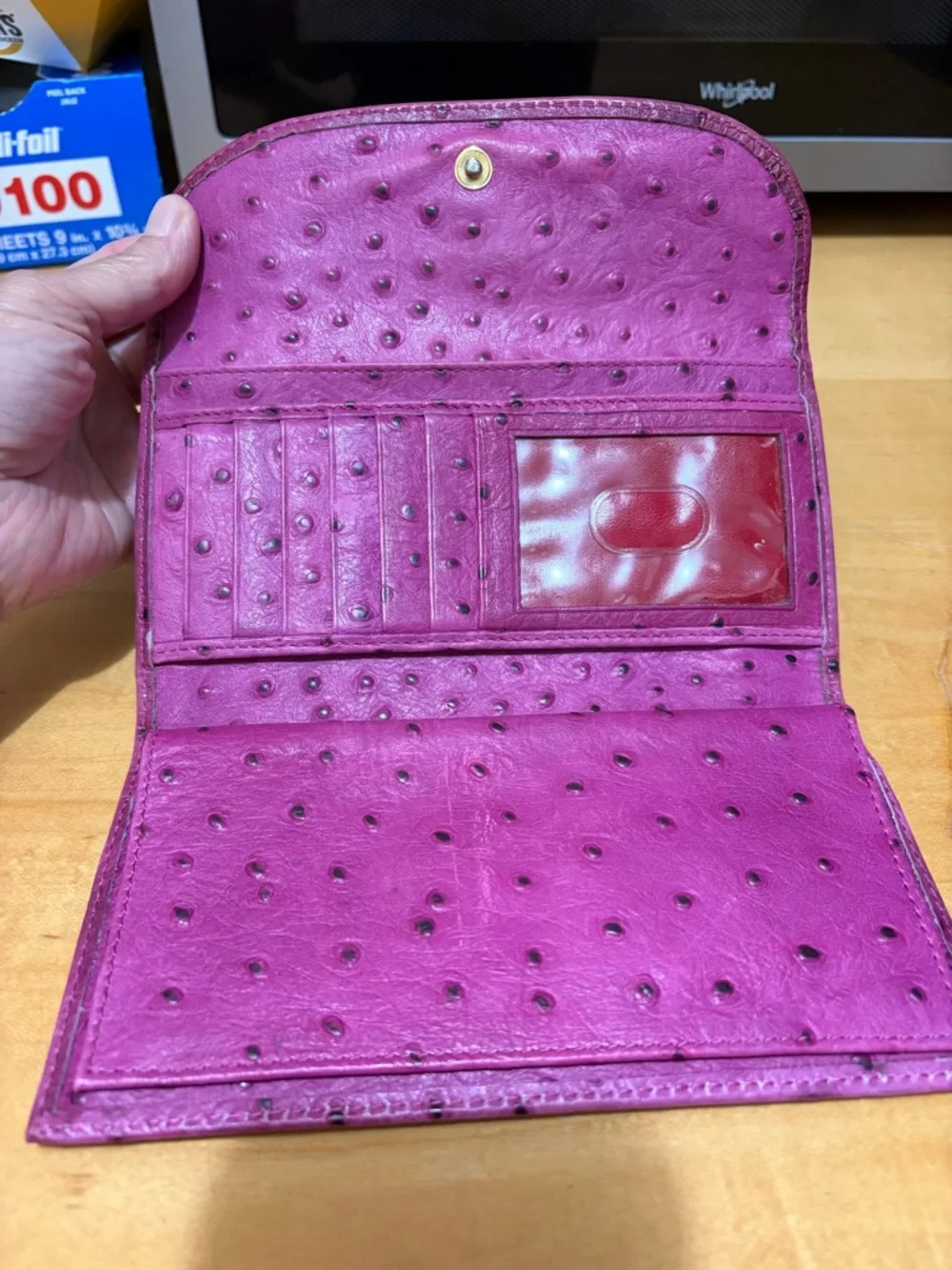 Dooney & Bourke Fuchsia Ostrich-Embossed Continental Wallet